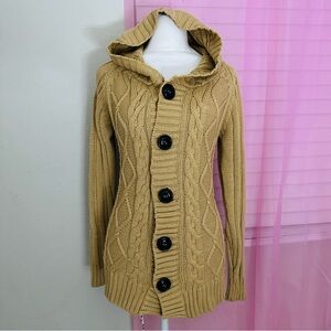 Y2k chunky cable knit hooded cardigan